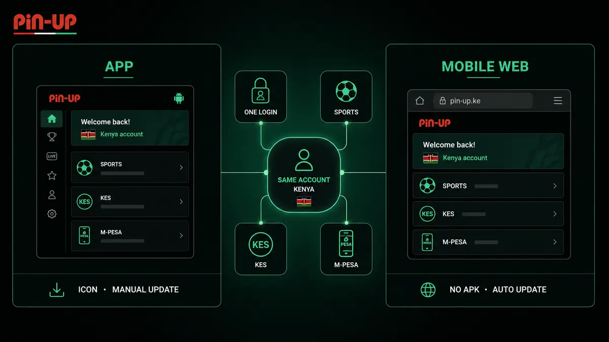 Pin Up mobile app features and browser comparison